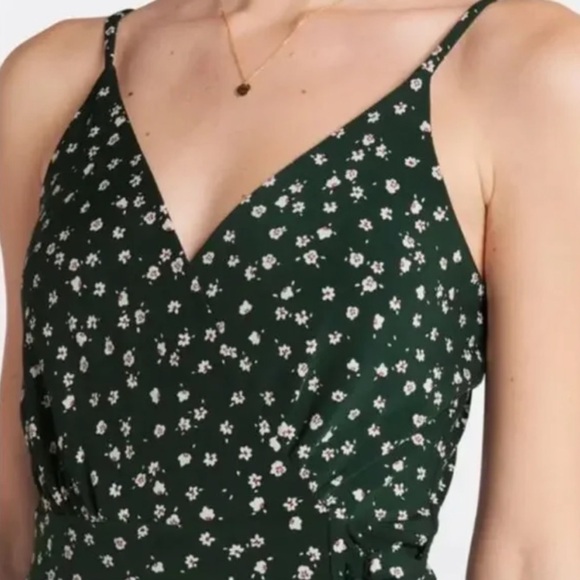 Kaileigh Dark Green Floral Spaghetti-Strap Jumpsuit - Picture 4 of 8